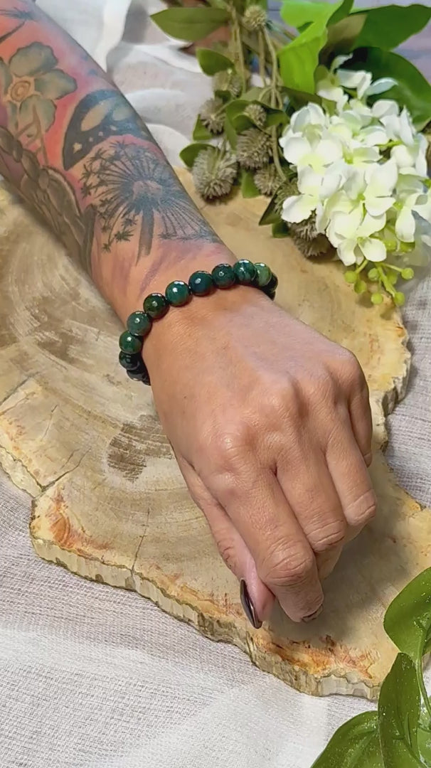 Moosachat | Armband (facettiert) mit dunklen & hellen Steinen (10mm)